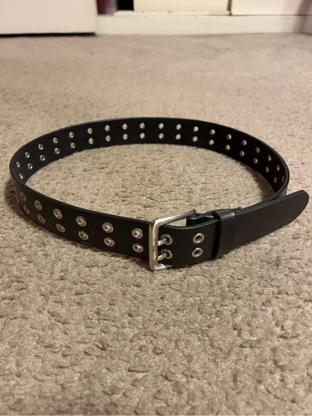 NY Jeans Leather Double Grommet  Hole belt